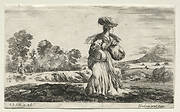 Various Figures and Landscapes:  Peasant Woman Carrying a Basket on her Head