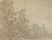 Woodland Pond with a Fisherman