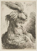 Head of a bearded man with a turban facing right, from the series of  'Small Heads in Oriental Headdress'