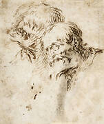 Study of two bearded eldermen heads