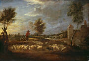 Sunset Landscape with a Shepherd and his Flock