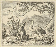 The Stork Removes a Bone from the Wolf's Throat from Hendrick van Alcmar's Renard The Fox