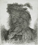 Man Wearing a Plumed Fur Cap and a Scarf