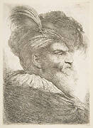 Head of an old man facing right, from the series of 'Large Oriental Heads'