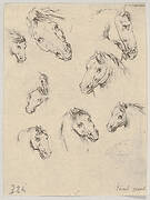 Plate 17: Nine studies of horse heads, from 'Various heads and figures' (Diverses têtes et figures)