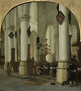View inside the Saint Bavo Church in Haarlem During Mass