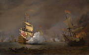 Sea battle of the Third Anglo Dutch War, probably the London at the Battle of the Texel, August 1673
