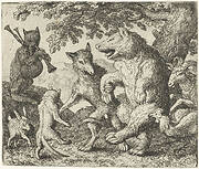 Isengrijn de wolf en Bruun de beer vieren feest