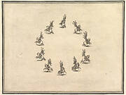 Six riders forming a circle, from 'La gara delle Stagioni'