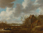 Un paisaje de río con figuras