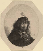 Self-Portrait (?) with Plumed Cap and Lowered Sabre